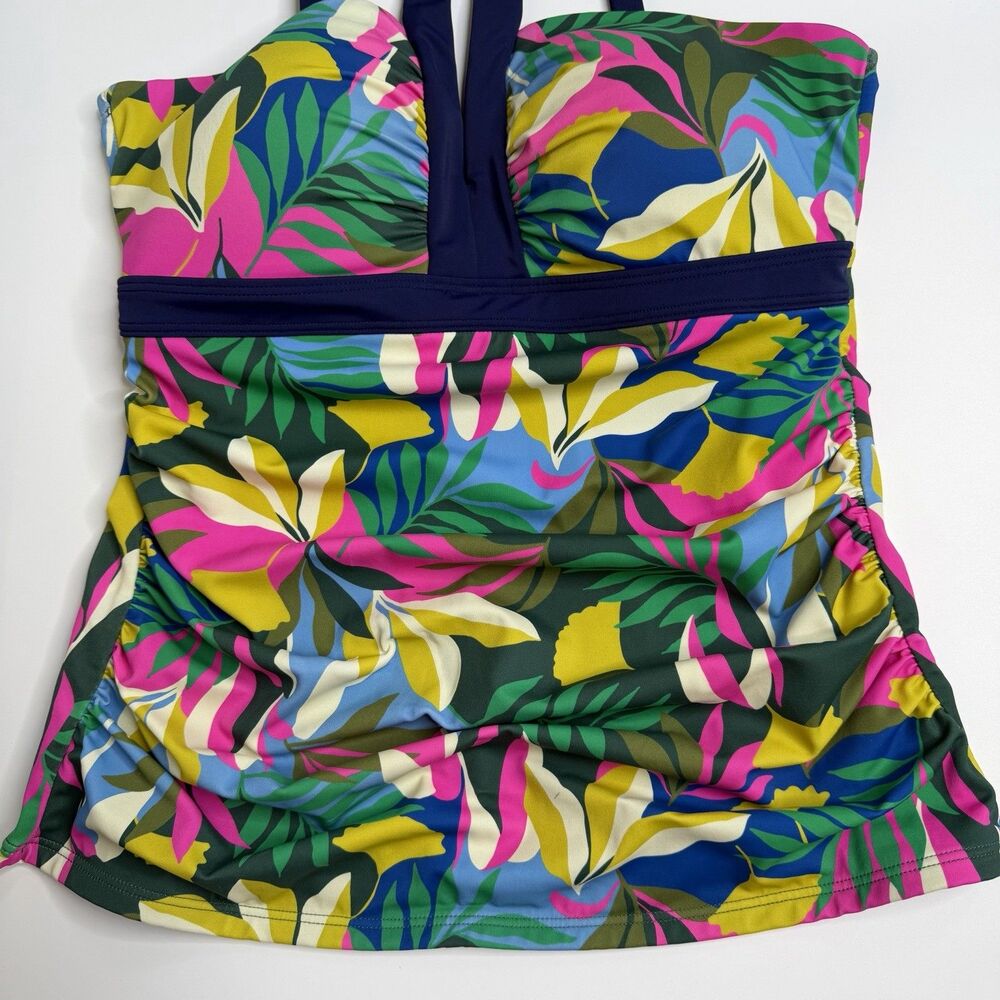 Boden Corsica Multicolor Floral Print Halter Neck Tankini Swim Top Size 10 - Picture 4 of 11